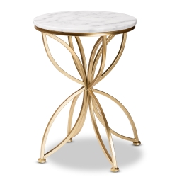 Baxton Studio Jaclyn Modern and Contemporary Gold Finished Metal End Table with Marble Tabletop